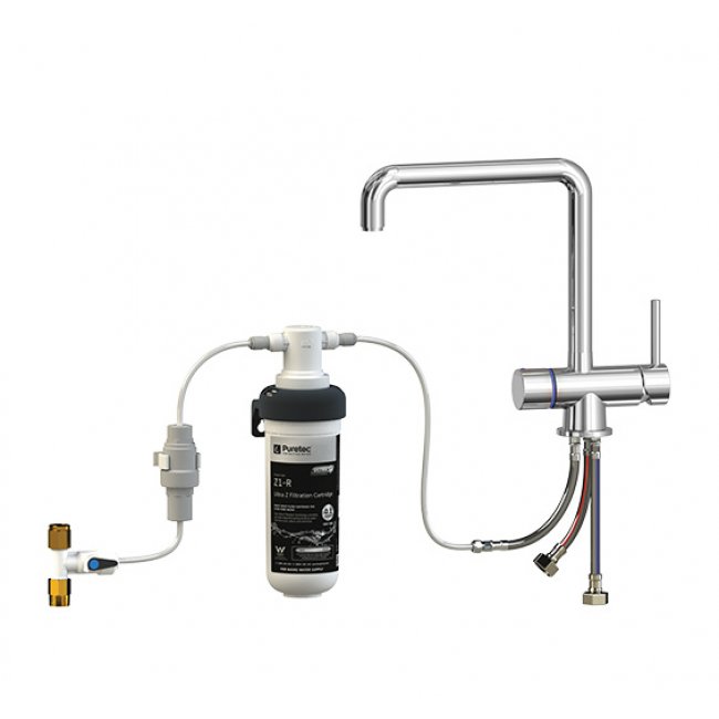 Puretec Quick Twist Undersink Water Filter using Ultra Z Filtration Technology with Tripla™ T5 LED Mixer Tap