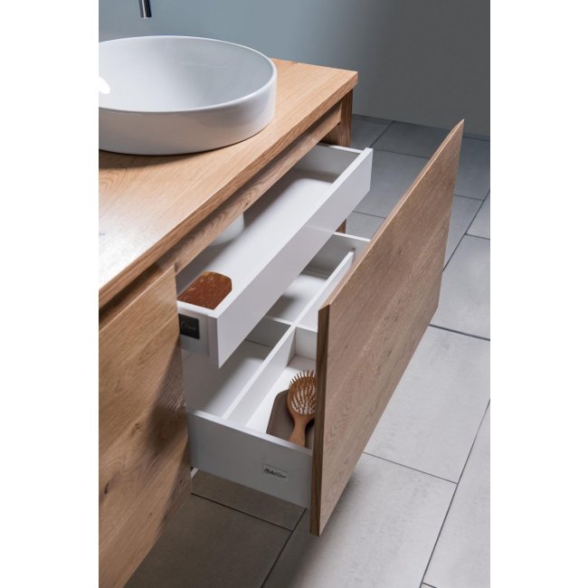 Michel Cesar Zero 1800 Wall-Hung Vanity, Double Bowl, 2 Drawers + 2 Concealed Drawers