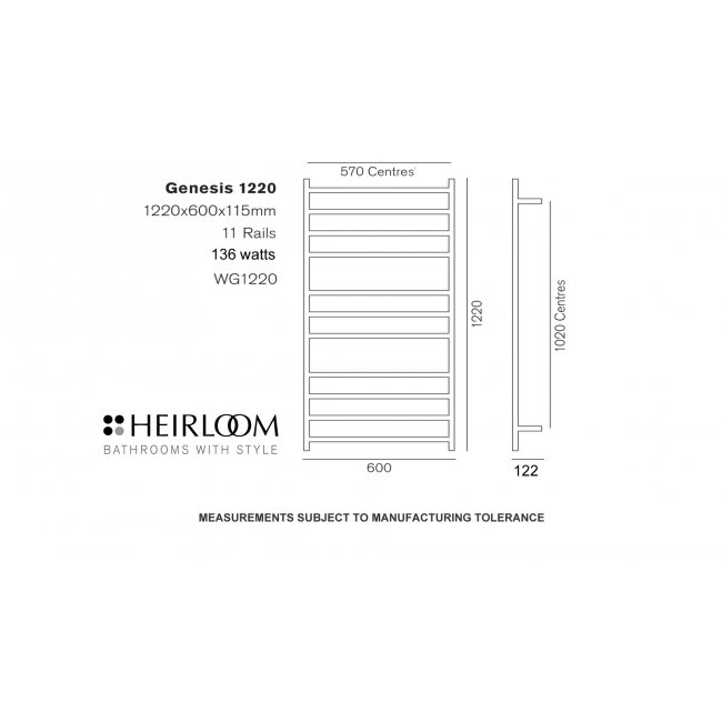Heirloom Genesis 1220 Towel Warmer - Stainless Steel