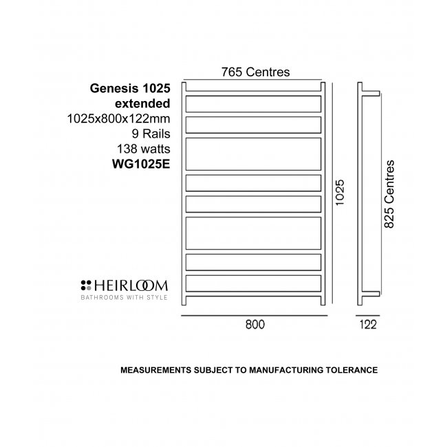 Heirloom Genesis 1025 Extended Towel Warmer - Nero
