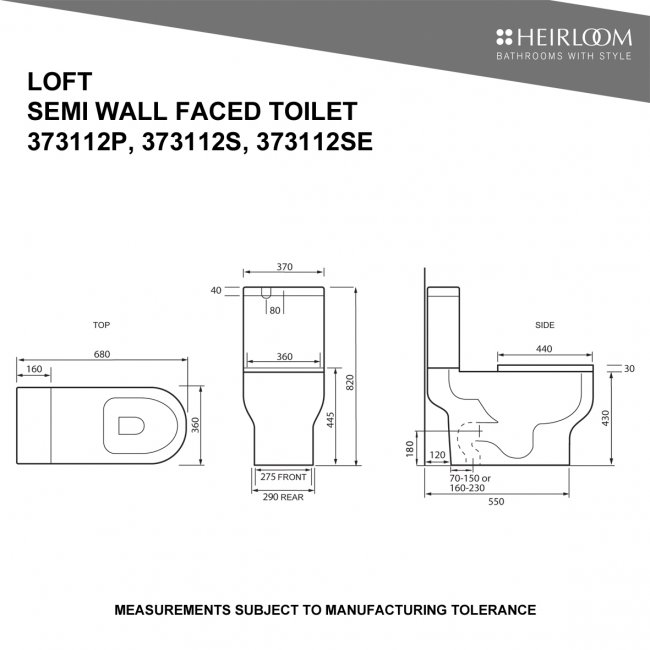 Heirloom Loft Semi Wall Faced Toilet