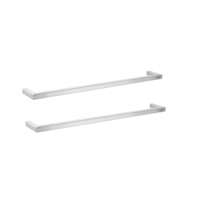 Tranquillity Square Single Bar Heated Towel Rail 600mm - Brushed Stainless