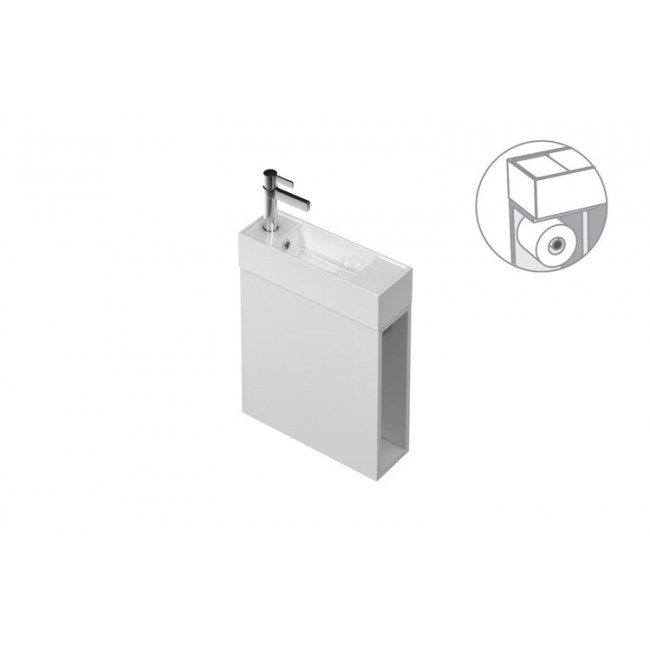 Spin 450L Wall Vanity - 1 Door + Toilet Paper Holder + Towel Hook