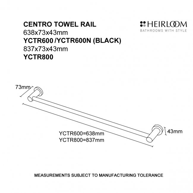 Heirloom Centro Nero Towel Rail 600mm