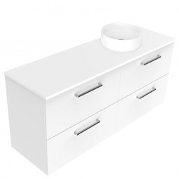 Newtech 1500 Harrow Luxe Wall Hung Offset Right Basin Vanity 4 Drawer