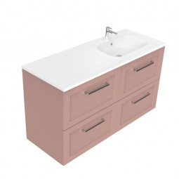 Newtech 1200 Francisco Wall Hung Offset Right Basin Vanity 4 Drawer 