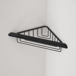 Caroma Opal Support Corner Shower Support Rail with Basket - Matte Black