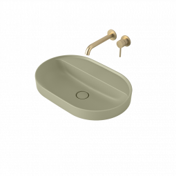 Caroma Liano II 600mm Pill Inset Basin with Tap Landing (0 Tap Hole) - Matte Green 