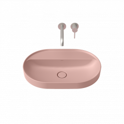 Caroma Liano II 600mm Pill Inset Basin with Tap Landing (0 Tap Hole) - Matte Pink 