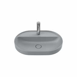 Caroma Liano II 600mm Pill Inset Basin with Tap Landing (1 Tap Hole) - Matte Grey 