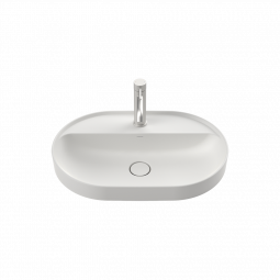 Caroma Liano II 600mm Pill Inset Basin with Tap Landing (1 Tap Hole) - Matte White