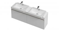 St Michel City 40 Vanity 1400 Wall with Semi-Recessed Basin Double Basin - 2 Drawers 