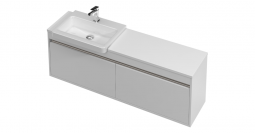 St Michel City 40 Vanity 1400 Wall with Semi-Recessed Basin - 2 Drawers, Left Hand