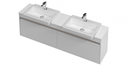 St Michel City 40 Vanity 1600 Wall with Semi-Recessed Basin Double Basin - 2 Drawers 