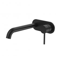 Caroma Liano II 210mm Wall Basin/Bath Mixer - Rounded Cover Plate - Matte Black