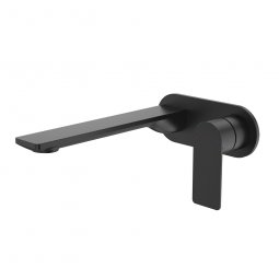 Caroma Urbane II 220mm Wall Basin/Bath Mixer - Rounded Cover Plate - Matte Black