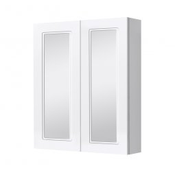 VCBC English Classic 565 Mirror Cabinet, 2 Doors, 2 Internal Glass Shelves, Matt White 
