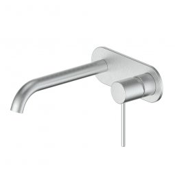 Greens Tapware Gisele Wall Basin Mixer w/plate - Brushed Stainless
