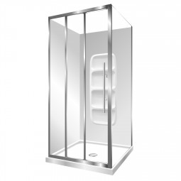 Symphony Showers Aquero 2 Sided, Stacker Door Shower, Moulded Wall - Silva