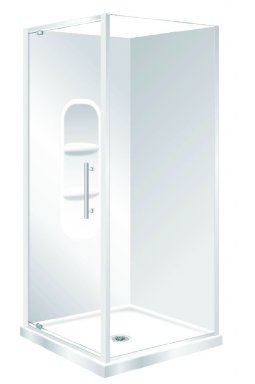 Symphony Showers Aquero 2 Sided Pivot Shower, Moulded Wall - White