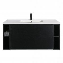 Aquatica Katrina Black Vanity Cabinet and Top 1200mm, 2 Drawers, 2 Side Shelves