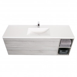 Aquatica Katrina Grey Wash Vanity Cabinet and Top 1500mm, 2 Drawers, 2 Side Shelves