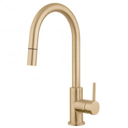 Voda Gooseneck Pull Out Sink Mixer with Cold Start - Brushed Brass (PVD)