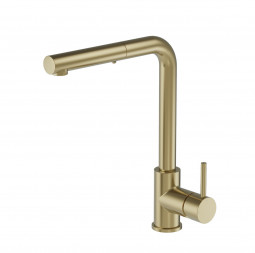 Plumbline Buddy Kitchen Mixer Straight Spout with Pull out Spray Brushed Brass PVD