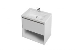 St Michel City 46 Vanity with console basin 700 Wall - 1 Drawer, 1 Open Shelf