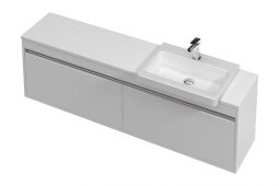 St Michel City 40 Vanity 1600 Wall with Semi-Recessed Basin - 2 Drawers, Right Hand