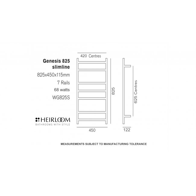 Heirloom Genesis 825 SlimTowel Warmer - Stainless Steel