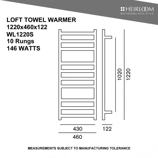Heirloom Loft 1220 Slim Towel Warmer 