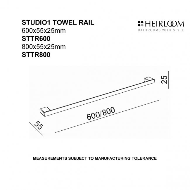 Heirloom Studio 1 Single Towel Rail