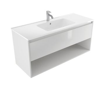 Certo Wall Hung Vanity 1200, 1 Drawer, 1 Open Shelf