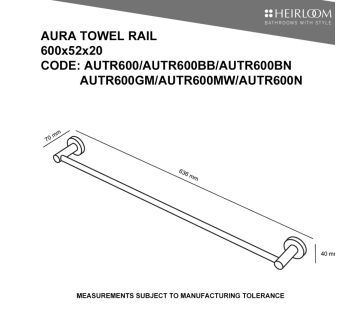 Aura Towel Rail 600mm - Chrome