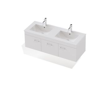 Riva Wall 1200 Double Basin, 2 Doors, 1 Drawer
