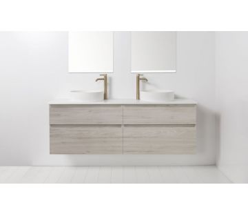 Soft Solid Surface 1760 Wall-Hung Vanity, 4 Drawers, Double Bowl
