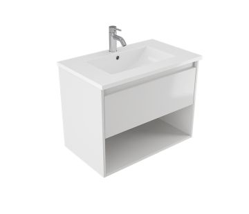 Certo Wall Hung Vanity 750, 1 Drawer, 1 Open Shelf