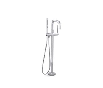 Purist Floor Mount Bath Filler with Mounting Plate - Polished Chrome