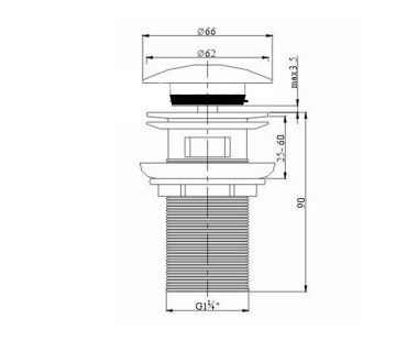 Basin Clicker Waste 32 with Overflow - Chrome