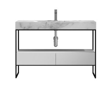 Pure Frame Floor Vanity 1200, 2 Drawer With Marble Top