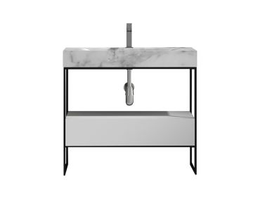 Pure Frame Floor Vanity 900, 1 Drawer With Marble Top