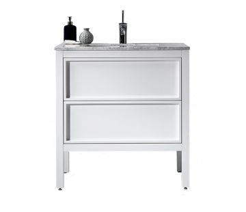 Arrivo 800 Floor Vanity with Marble Top - Gloss White