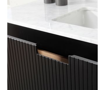 Riga 1200 Wall Vanity W/ Marble Top 1th - Matt Black