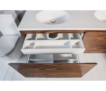 Zero 1800 Wall-Hung Vanity, Double Bowl, 2 Drawers + 2 Concealed Drawers