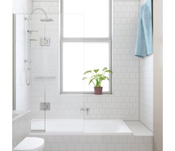 Alto Bath Screen - Single Fixed Panel with Hinged Panel 