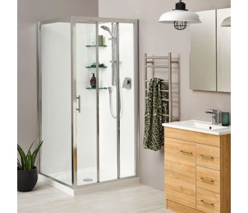 Cezanne 3-Sided Alcove Acrylic Showers - Sliding Door