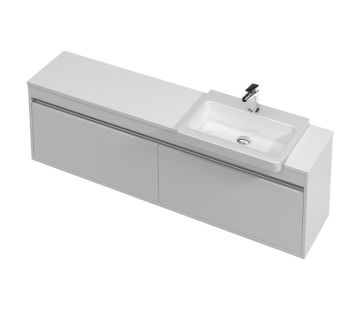 City 40 Vanity 1600 Wall with Semi-Recessed Basin - 2 Drawers, Right Hand