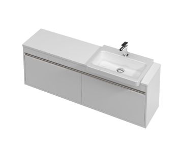 City 40 Vanity 1400 Wall with Semi-Recessed Basin - 2 Drawer, Right Hand