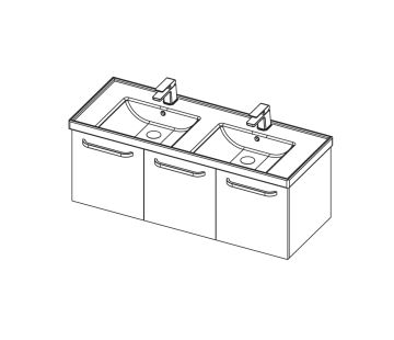 Dawn 1200 Double Basin, 2 Doors, 1 Drawer